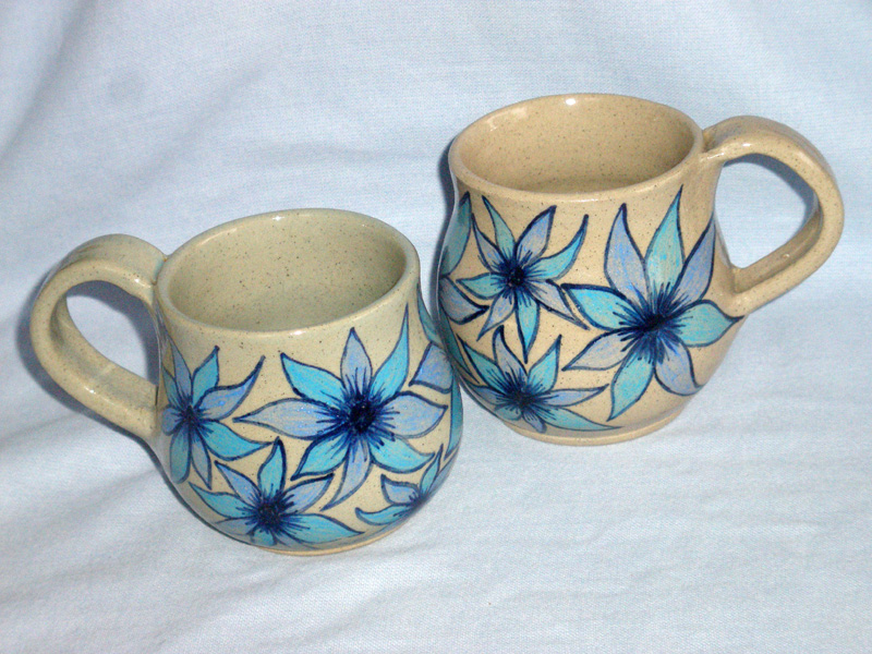 Two Cricket St Thomas Studio Pottery Stoneware Mugs - Fiona Smith