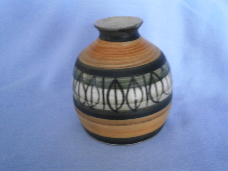 Coniston Studio Pottery Orange & Black Bud Vase