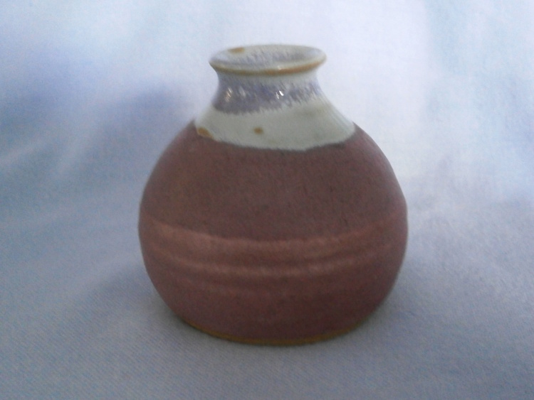 Scottish Loch Ness Clay Works Small Pink & Blue Bud Vase